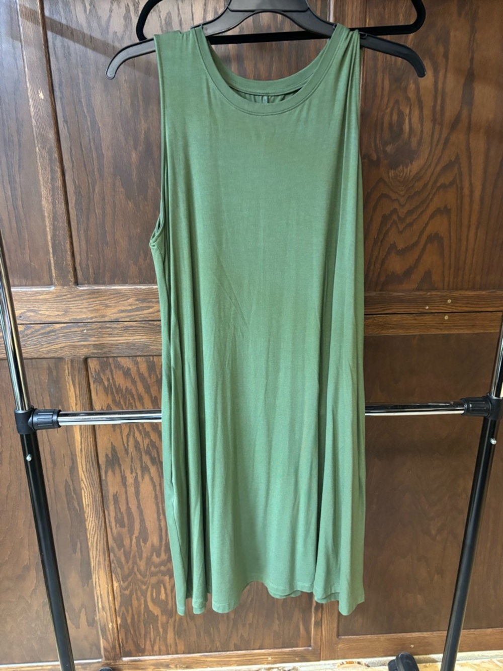 Sleeveless Olive Green Swing Dress